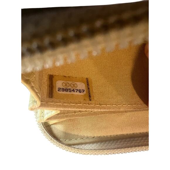 CHANEL Yellow Caviar Leather Chevron Quilted Boy Zip Around Coin Purse Wallet - Picture 15 of 16